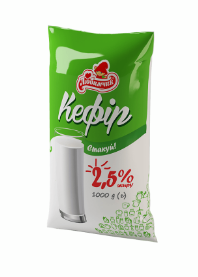 Кефір ЛЮБИМЧИК 2,5%, 1000г, плівка поліетиленова